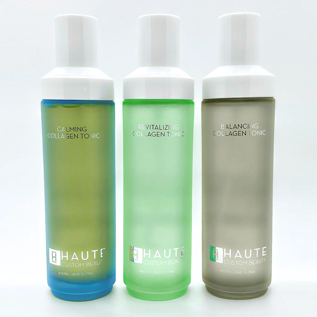 Revitalizing Collagen Tonic de la marca Haute Custom Beauty: Pack Calming Collagen Tonic, Revitalizing Collagen Tonic y Balancing Collagen Tonic de la marca Haute Custom Beauty